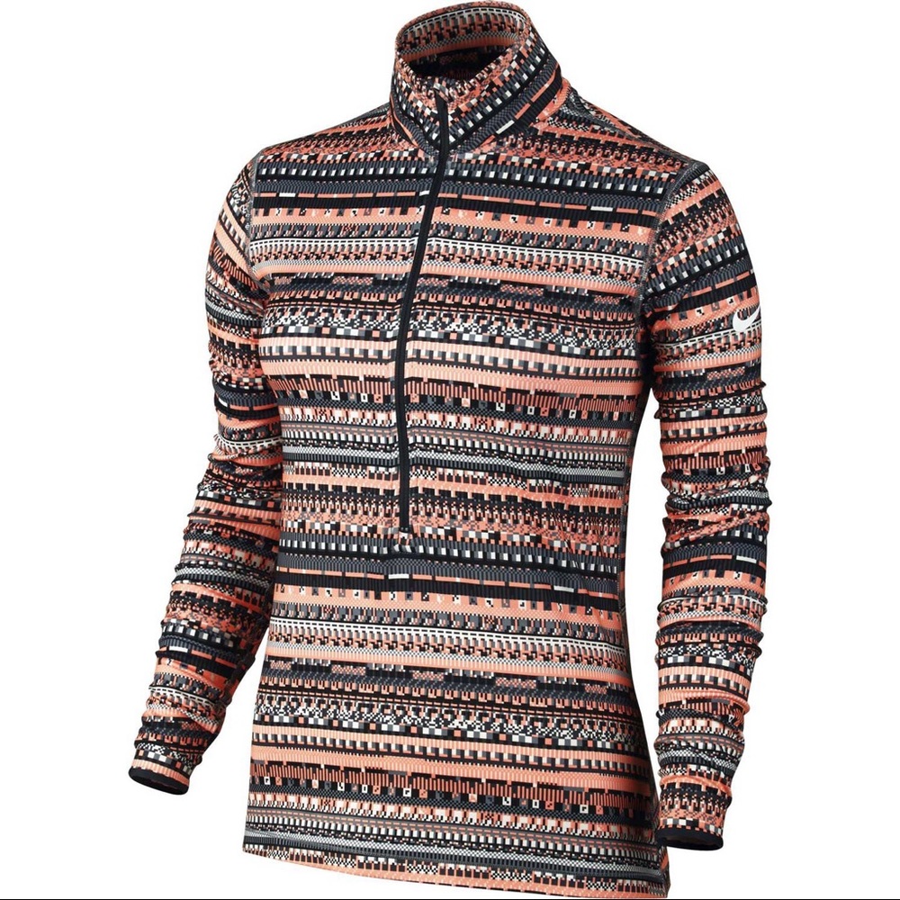 LIKE NEW Nike Pro Warm 8 Bit Half Zip geo tribal